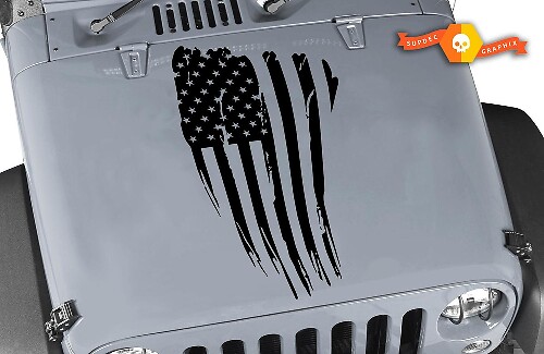 Zerstörtes USA-Flaggen-Motorhauben-Vinylaufkleber für Jeep Wrangler