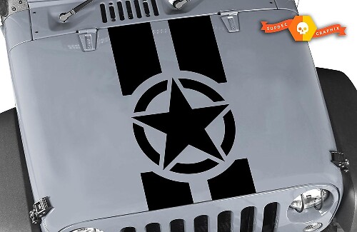 Military Star Motorhauben-Streifen Vinyl-Aufkleber Set für Jeep Wrangler
