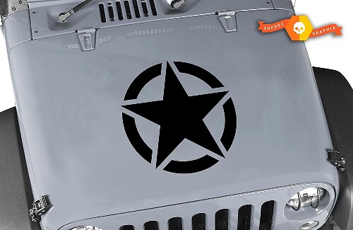 Military Star Blackout Hauben-Vinylaufkleber für Jeep Wrangler