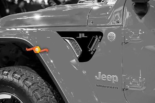 JL Front Front Lüftung Front Kotflügel Vinyl-Aufkleber für Jeep Wrangler 2018-2021