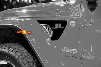 Paar Jeep Wrangler 2018 JL JLU Jeep Fender Vent Accent 2-teiliges Vinyl-Aufkleber-Grafik-Kit für 2018-2021 für beide Seiten
