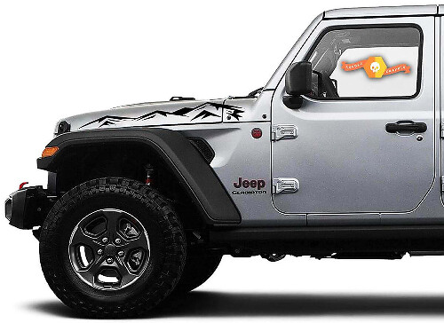 Mountain Hauben-Seiten-Vinylaufkleber Paar für Jeep Wrangler & Gladiator