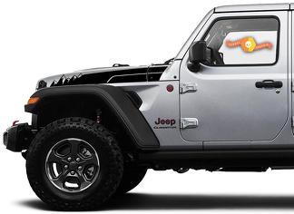Jeep Wrangler Gladiator JT JL JLU Rubicon Stilvolles Saucy Hood Niveous Mountains Vinyl-Aufkleber-Grafik-Kit für 2018–2021 für beide Seiten
