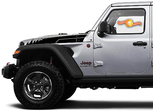 Mountains Style Motorhauben-Streifen Vinyl-Aufkleber-Set für Jeep Wrangler Gladiator Rubicon
