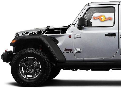 Jeep Wrangler Gladiator JT JL JLU Rubicon Saucy Hood Niveous Mountains Vinyl Aufkleber Aufkleber Grafikset für 2018-2021 für beide Seiten
