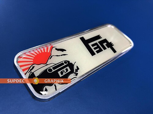 TEQ FJ Cruiser Rising Sun Aluminium 3D Gewölbtes Seitenabzeichen Emblem_1