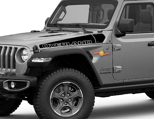 Jeep Wrangler Gladiator JT JL JLU Rubicon Overland Ramp Hood Vinyl Aufkleber Aufkleber Grafikset für 2018-2021 für beide Seiten
