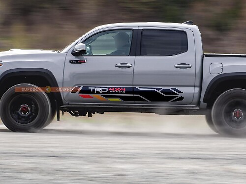 Vintage TRD 4x4 PRO Sport Off Road Rocker Panel Side Vinyl Aufkleber Aufkleber passend für Toyota Tacoma 13-2020 oder Tundra 13-2024
