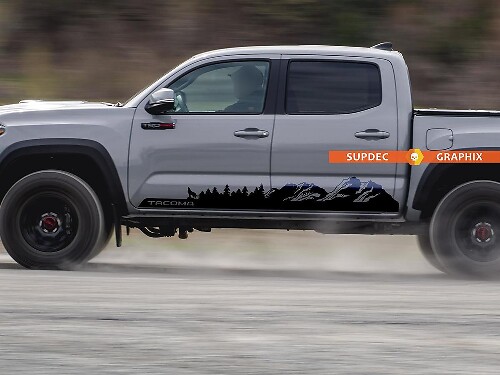 Berge, Bäume und Wolf Seiten Vinyl Aufkleber für Toyota Tacoma