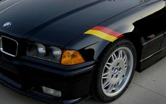 Deutsche Flaggenfarben Streifen Kapuzenaufkleber BMW Motorsport M3 M5 M6 X5
