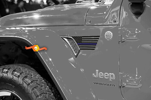 USA-Flagge Blaue Linie Lüftungs Kotflügel Vinylaufkleber für Jeep Wrangler 2018-2021