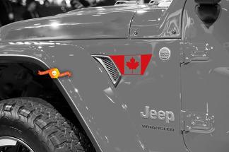 Paar Jeep Wrangler 2018 JLU Jeep Fender JL Fender Vent kanadische Flagge Vinyl-Aufkleber-Grafik-Kit für 2018-2021
