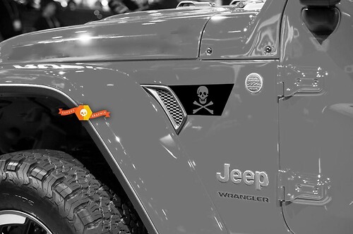 Jeep Wrangler 2018 JLU Jeep Fender jl Kotflügelentlüftung Neuer Piraten-Vinylaufkleber Aufkleber Grafikset für 2018-2021
