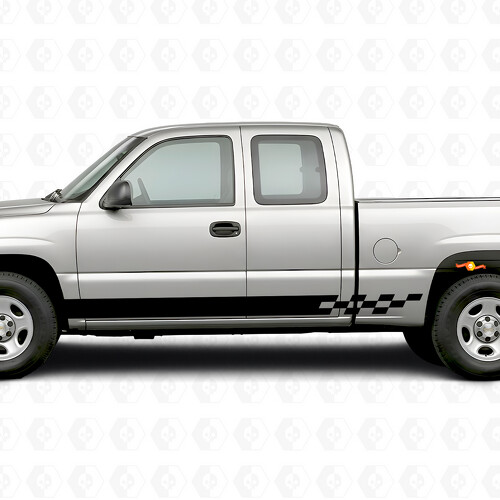 Schachbrettmuster Lightning Tür- und Schwelleraufkleber für Chevrolet Silverado 1500 GMT800 1999-2007
