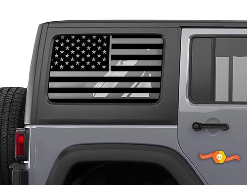 Vinylaufkleber mit amerikanischer Flagge für Hardtop-Seitenfenster des Jeep Wrangler