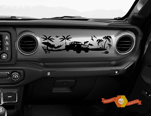 Armaturenbrett Strandmotiv Vinyl-Aufkleber Decal für Jeep JT Rubicon Gladiator