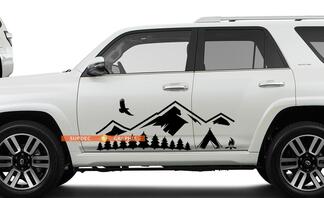 Seitentür Berge Bäume und Camp Reise Vinyl Aufkleber passend für Toyota TRD PRO Tacoma 4Runner Tundra
