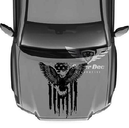 Bald Eagle Vintage US-Flaggen-Motorhauben-Vinylaufkleber für Toyota Tacoma Tundra