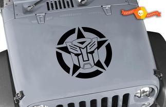 Jeep Wrangler Transformers Autobot Oscar Mike Military Star Vinyl-Aufkleber für die Motorhaube, 55,9 x 55,9 cm
