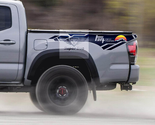 TEQ Off Road Vinyl-Aufkleber im Vintage-Stil für die Seitenverkleidung des Toyota Tacoma 2013-2020