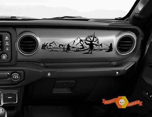 Mountain Compass Armaturenbrett Vinyl-Aufkleber für Jeep Wrangler und Gladiator