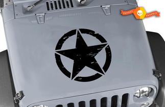 Distressed Oscar Mike Military Star Jeep Motorhaube Vinyl-Aufkleber
