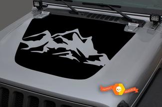 Jeep Gladiator JT Wrangler JL JLU Hood Mountains Vinyl-Aufkleber Grafik-Kit für 2018-2021
