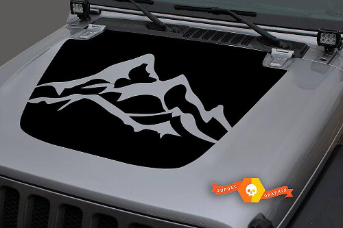 Berge Motorhauben Vinyl-Aufkleber Grafik 2 für Jeep Gladiator JT Wrangler JL JLU