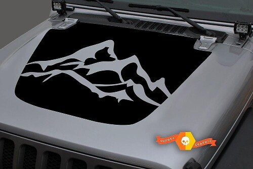 2018-2021 Jeep Gladiator JT Wrangler JL JLU Einzigartige Hood Mountains Vinyl-Aufkleber-Grafik
