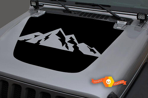 Mountain Haube Vinyl Aufkleber Sticker Grafiken 2 für Jeep Gladiator JT Wrangler JL JLU