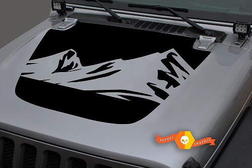 Jeep 2018–2021 Gladiator JT Wrangler JL JLU Hood Mountain Einzigartige Vinyl-Aufkleber-Grafik
