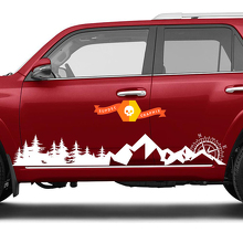 Side Trees Mountains und Compass Rocker Side Travel Vinyl-Aufkleber passend für Toyota 4Runner 2013–2020 TRD fünfte Generation
 2