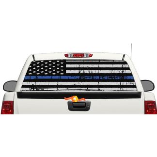 Dünne blaue Linie Flagge Grafik Heckscheibe ODER Heckklappe Aufkleber Aufkleber Pick-up Truck SUV Auto
