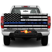 USA-Flagge mit blauer Linie Heckscheiben- oder Heckklappen-Vinylaufkleber für Pick-up-Trucks und SUVs_2
