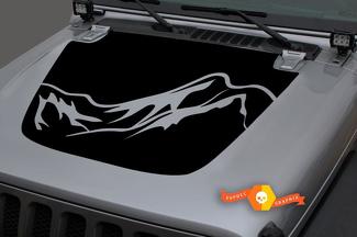Jeep Gladiator JT Wrangler JL JLU Hood Mountains Vinyl Aufkleber Aufkleber Grafiken für 2018-2021

