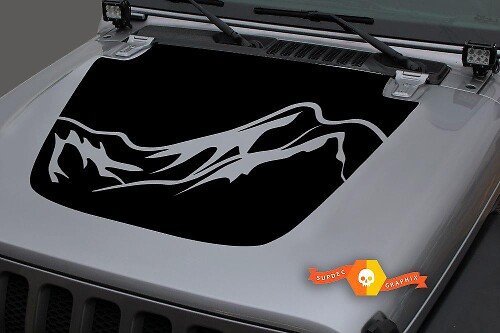 Jeep Gladiator JT Wrangler JL JLU Hood Mountains Vinyl Aufkleber Aufkleber Grafiken für 2018-2021
