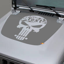Jeep 2018–2021 Gladiator JT Wrangler JL JLU Motorhaube Schädel Punisher USA Flagge Vinyl Aufkleber Aufkleber Grafik
 3