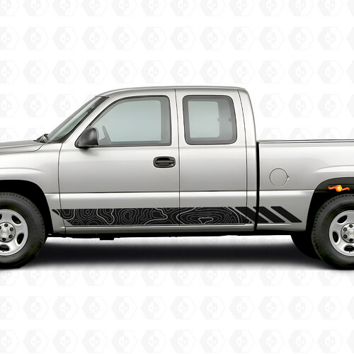 Topografische Kontur Tür- & Schwellerbereich Vinyl-Streifen für Chevrolet Silverado 1500 GMT800 1999-2007