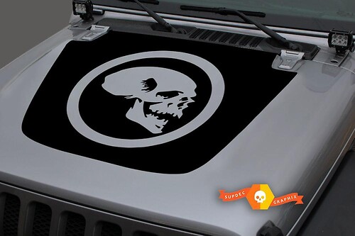 Jeep 2018–2021 Gladiator JT Wrangler JL JLU Motorhaube Schädel Vinyl Aufkleber Aufkleber Grafik

