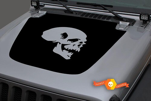 Jeep 2018–2021 Gladiator Wrangler JL JLU JT Hood Skull Vinyl Aufkleber Aufkleber Grafik
