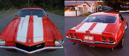 Vinyl-Aufkleber-Set mit Doppelstreifen für Motorhaube und Kofferraum für Chevrolet Camaro Z28 1970-73