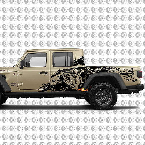 Hell Cat Wild Style Splash Grunge Bedside Vinyl-Aufkleber Decal Grafik für Jeep Gladiator