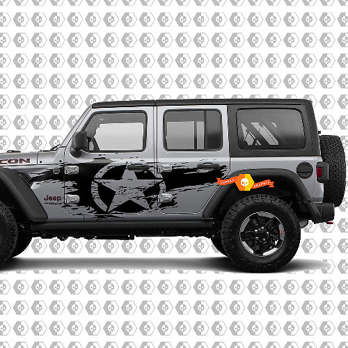 Vinyl-Aufkleber-Set mit Used-Look Stern für Jeep Wrangler Unlimited JL