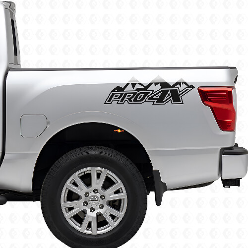 PRO-4X Mountain Seitenbettrand Vinyl-Aufkleber-Set für Nissan Titan 2016+