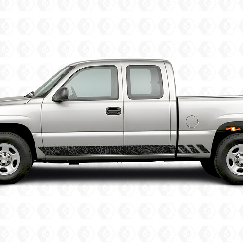 Topographische Band Tür- & Schweller Vinylstreifen für Chevrolet Silverado 1500 GMT800 1999-2007