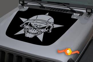 Jeep 2018–2021 Gladiator Wrangler JL JLU JT Motorhaube Krieg Military Star Skull Black Mark Vinyl Aufkleber Aufkleber Grafik
