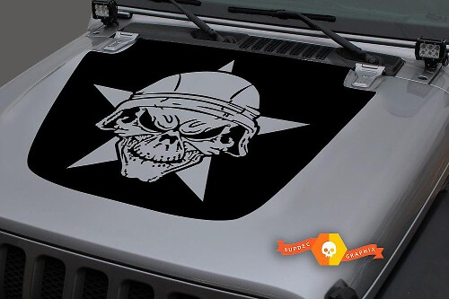 Militär Stern Totenkopf Blackout Haube Vinyl-Aufkleber für Jeep Wrangler & Gladiator