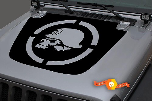 Militär Schädel Blackout Hauben Vinylaufkleber für Jeep Wrangler & Gladiator