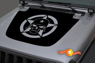 Jeep 2018-2021 Gladiator JT Wrangler JL JLU Motorhaube Totenkopf Military Star Vinyl Aufkleber Aufkleber Grafik
