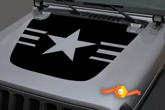 Jeep 2018–2021 Gladiator Wrangler JL JLU JT Hood Army Navy Air Force Star Military Vinyl Aufkleber Aufkleber Grafik
